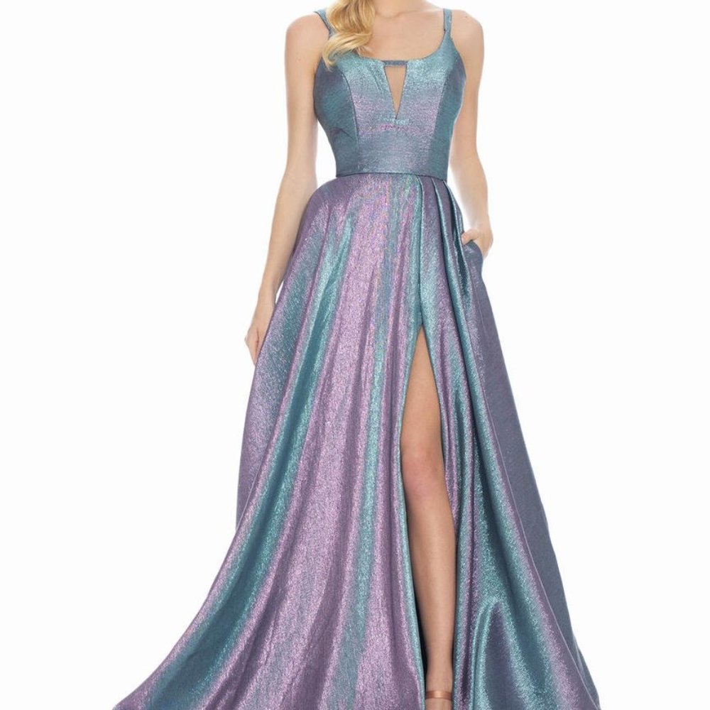 Ashley Lauren Two Tone Metallic A-Line Dress - Picture 1 of 6